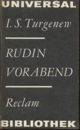 Buch: Rudin / Vorabend, Turgenew, I.S. Reclams Univeral-Bibliothek, 1979