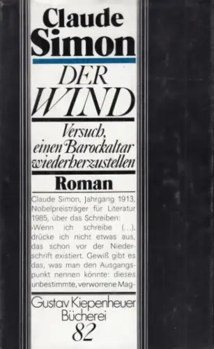 Buch: Der Wind, Simon, Claude. Gustav Kiepenheuer Bücherei, 1988, gebraucht, gut