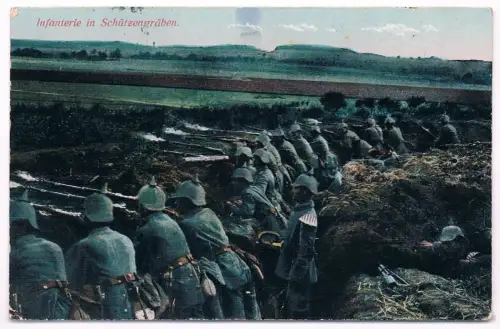 AK Infanterie in Schützengräben. Postkarte, ca. 1915, gebraucht, gut, Feldpost