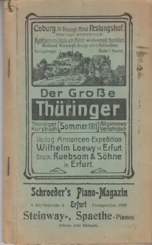 Buch: Der Grosse Thüringer - Sommer 1911, Trinius, A. ), 1911, W. Loewy, gut