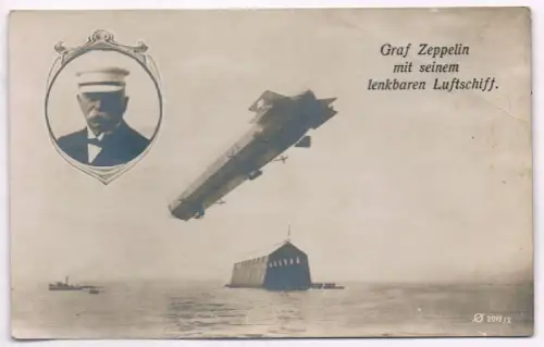 AK Graf Zeppelin mit seinem lenkbaren Luftschiff, Postkarte, J. J. Weber