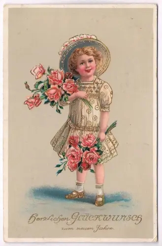 AK Herzlichen Glückwunsch zum neuen Jahre. Postkarte, ca. 1916, gebraucht, gut