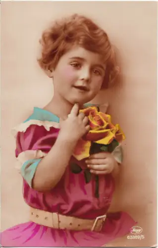 AK Mädchen mit gelber Rose. ca. 1914, Postkarte, gebraucht, gut