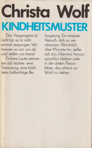 Buch: Kindheitsmuster, Wolf, Christa. 1980, Aufbau Verlag, gebraucht, gut