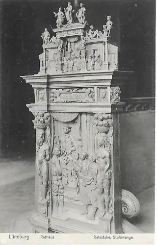 AK Lüneburg. Rathaus. Ratsstube, Stuhlwange ca. 1905, gebraucht, gut