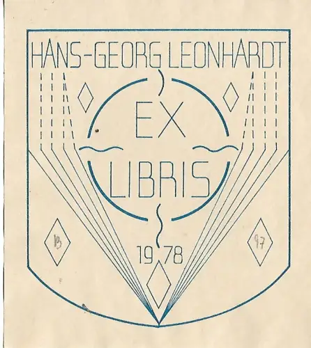 Original Druck Exlibris:Hans-Georg Leonhardt. 1978, grafisch, Geometrie, gut