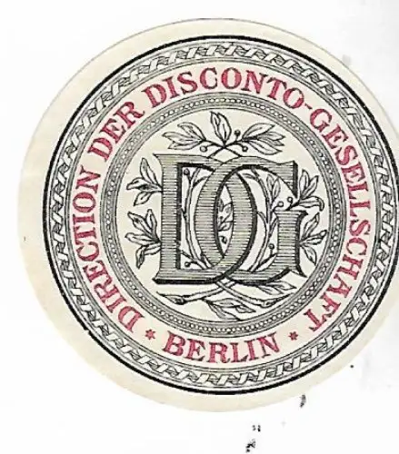 Original Druck Exlibris: Direction der Disconto-Gesellschaft Berlin