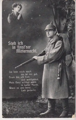 AK Steh ich in finst'rer Mitternacht, Postkarte, ungelaufen, gebraucht, gut