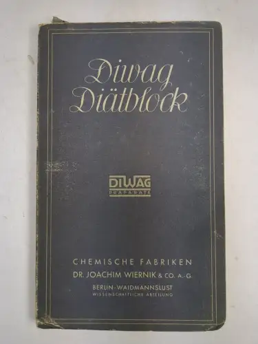 Buch: Diwag Diätblock, Chemische Fabriken Joachim Wiernik & Co., Berlin