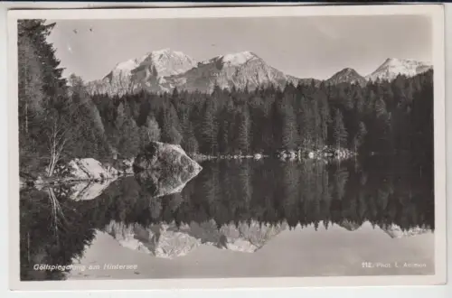 AK Göllspiegelung am Hintersee, ca. 1936, L. Ammon, gelaufen, gebraucht, gut
