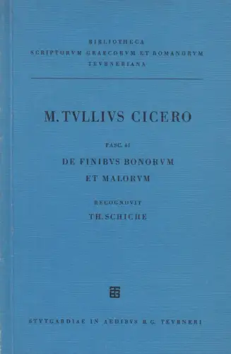 Cicero: De Finibus Bonorum et Malorum, Cicero, 1976, gebraucht, sehr gut