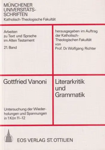 Buch: Literarkritik und Grammatik, Vanoni, Gottfried, 1984, EOS Verlag