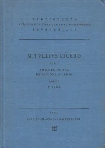 Buch: M. Tulli Ciceronis Scripta Quae Manserunt Omnia Fasc. 1, Cicero, 1964