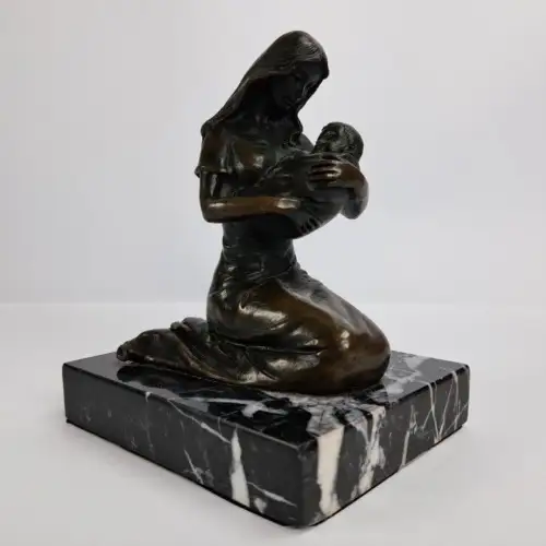 Bronze Skulptur Frau mit Baby, Bronze Garanti Paris, J. B. Deposee, Milo