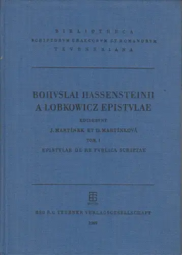 Buch: Bohuslai Hassensteinii a Lobkowicz Epistulae, Hassenstein, 1969, Teubner