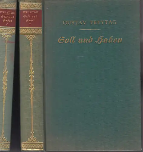 Buch: Soll und Haben, Freytag, Hesse & Becker, Leipzig, 6 Bücher in 2 Büchern