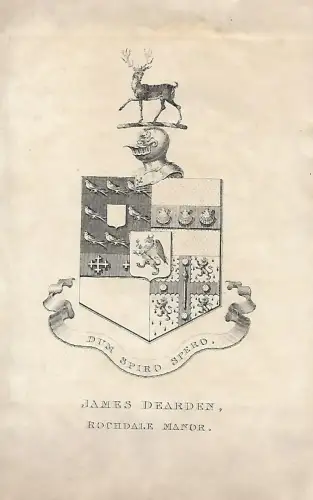 Original Kupferstich-Wappen: Heraldik -  James Dearden, Rochdale, gebraucht, gut