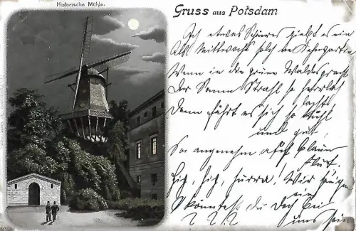 AK Gruss aus Potsdam. Historische Mühle. ca. 1898, Postkarte, gut