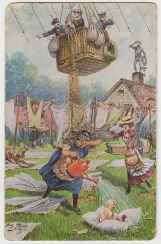 AK Ballast an die unrechte Stelle, Illustrierte Postkarte von Arthur Thiele