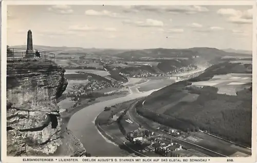 AK Elbsandsteingeb. Lilienstein. Obelisk August d. Starken mit... Postkarte