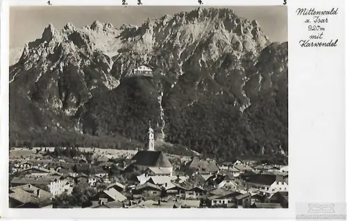 AK Mittenwald a. Isar mit Karwendel. ca. 1939, Postkarte. Ca. 1939