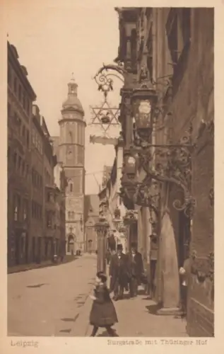 AK Leipzig. Burgstraße mit Thüringer Hof, Postkarte. Nr. 28, gebraucht, gut