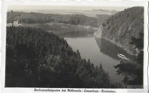 AK Zschopautalsperre bei Mittweida. Lauenhain. Kriebstein. ca. 1934, Postkarte
