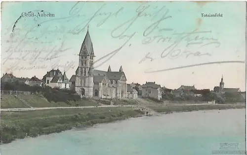 AK Groß-Auheim. Totalansicht. ca. 1915, Postkarte. Serien Nr, ca. 1915