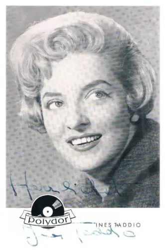 Ines Taddio. Autogrammkarte. Signiert, Autogrammkarte, Polydor, gebraucht, gut