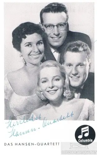 Das Hansen-Quartett. Autogrammkarte. Signiert, Autogrammkarte, Columbia