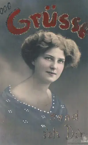 AK 1000 Grüsse send ich dir, Postkarte. Fotokarte, ca. 1912, gebraucht, gut