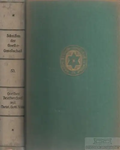 Buch: Goethes Briefwechsel mit Christian Gottlob Voigt. Band I, Tümmler, Hans