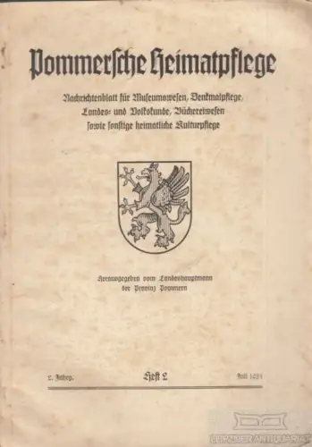 Buch: Pommersche Heimatpflege. 2. Jahrgang, Heft 2, Juli 1931. 1931