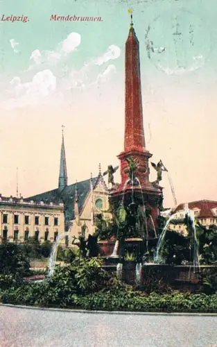 AK Leipzig. Mendebrunnen. ca. 1915, Postkarte. 1915, gebraucht, gut