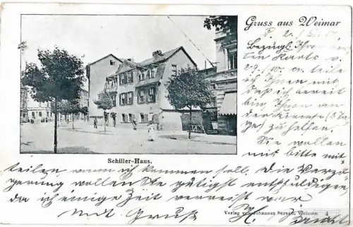 AK Gruss aus Weimar. Schiller-Haus. ca. 1900, Postkarte. Ca. 1900