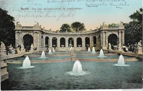 AK Berlin. Der neue Märchenbrunnen im Friedrichshain. ca. 1919, Postkarte