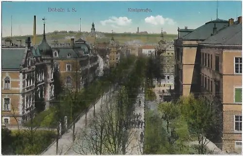 AK Döbeln i. Sa. Königstraße. ca. 1918, Postkarte. Serien-Nr, ca. 1918
