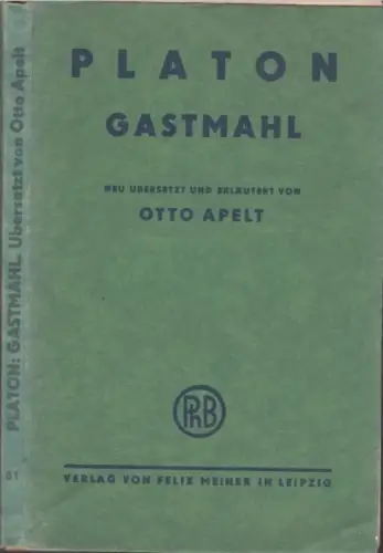 Buch: Gastmahl, Platon. Der Philosophischen Bibliothek, 1943