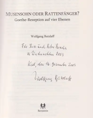 Buch: Musensohn oder Rattenfänger?, Butzlaff, Wolfgang, 2009, Bernstein