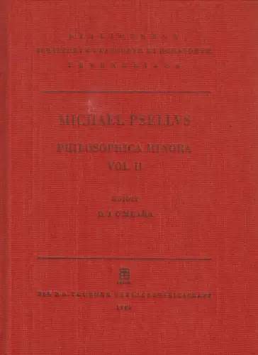 Buch: Philosophica Minora Vol. II, Psellus, Michael, 1989, gebraucht, sehr gut