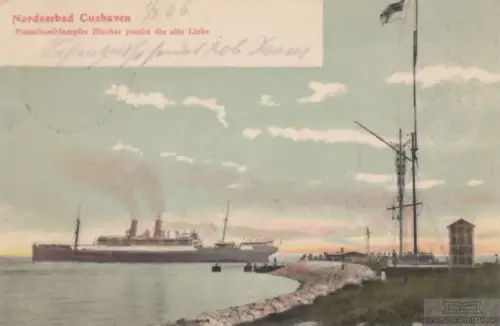 AK Nordseebad Cuxhaven. Postschnelldampfer Blücher passiert die... Postkarte