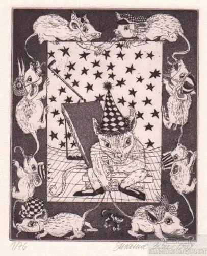 Radierung: Mäusezirkus, Berner, Susanne. Kunstgrafik, 1989, Kinderbuchverlag