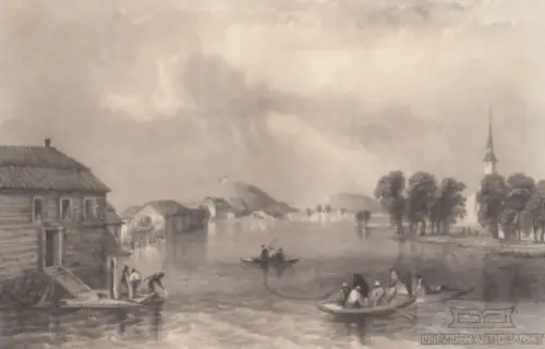 Eskilstuna in Schweden. aus Meyers Universum, Stahlstich. Kunstgrafik, 1850