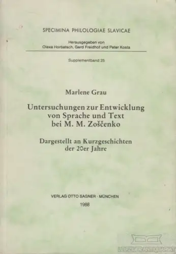 Buch: Untersuchungen zur Entwicklung von Sprache und Text bei M. M... Grau. 1988