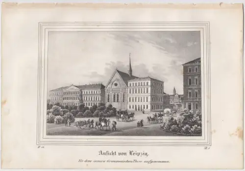 Lithografie: Ansicht von Leipzig, 1836, Eduard Pietzsch & Comp, Ansicht, Grafik