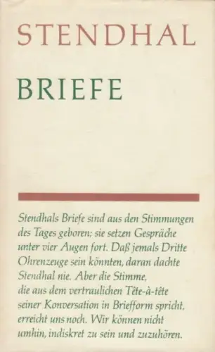 Buch: Briefe, Stendhal. Gesammelte Werke, 1983, Rütten & Loening Verlag