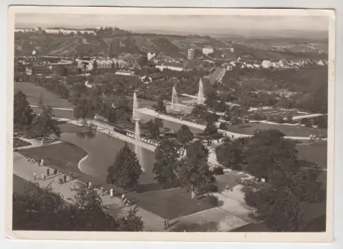 AK Gartenschau Stuttgart. Blick über die Seenterrassen, ca. 1950, Gartenschau