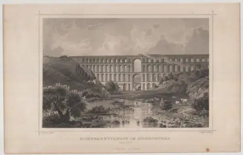 Grafik: Eisenbahnviaduct im Göltschthal, J. Poppel, L. Rohbock, 1850, Stahlstich