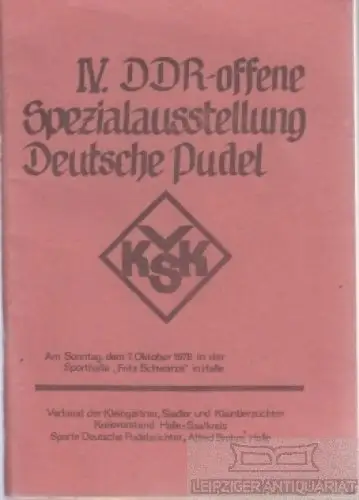 Buch: IV.DDR-offene Spezialausstellung Deutsche Pudel, Schneider, Wolfgang. 1979