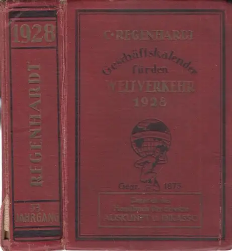 Buch: C. Regenhardts Geschäftskalender für den Weltverkehr. 1928... Regenhardt